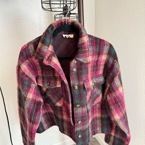 Entro Multicolor Plaid Teddy Jacket